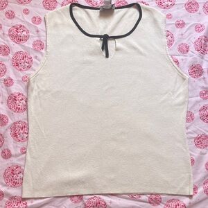 Cream Sleeveless Top with Black Trim